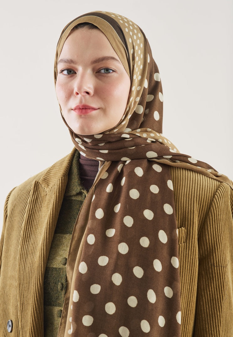 POLKA DOTS PATTERN RAMI HIJAB CHOCOLATE COFFEE