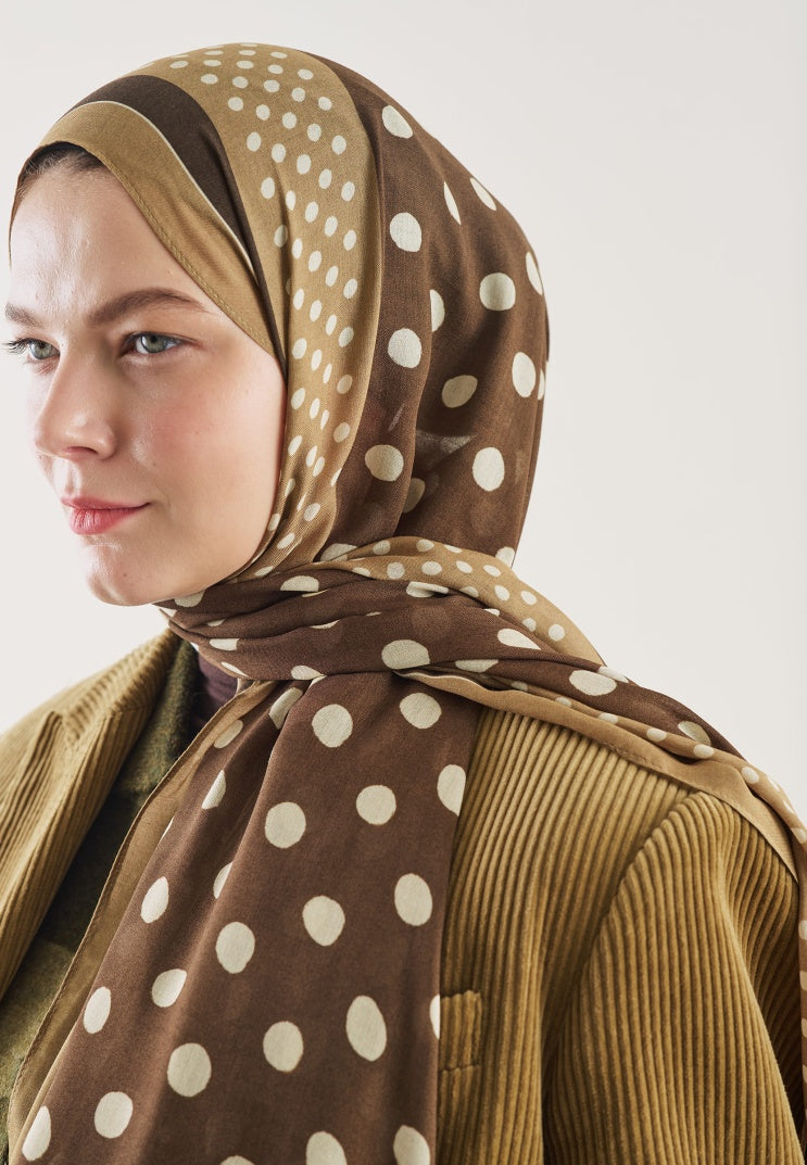 POLKA DOTS PATTERN RAMI HIJAB CHOCOLATE COFFEE