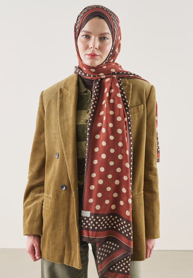 POLKA DOTS PATTERN RAMI HIJAB BRICK
