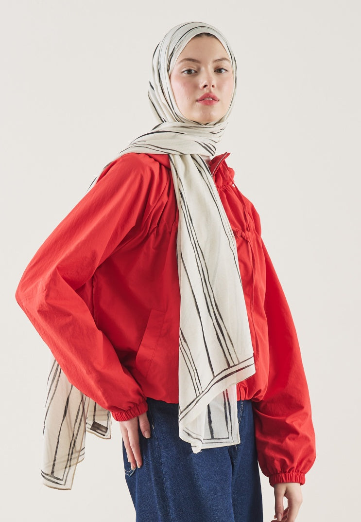 STRIPED PATTERN RAMI HIJAB ECRU