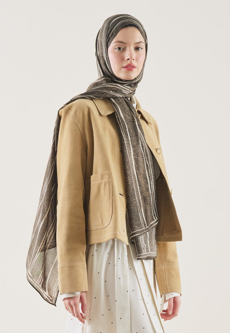 STRIPED PATTERN RAMI HIJAB KHAKI