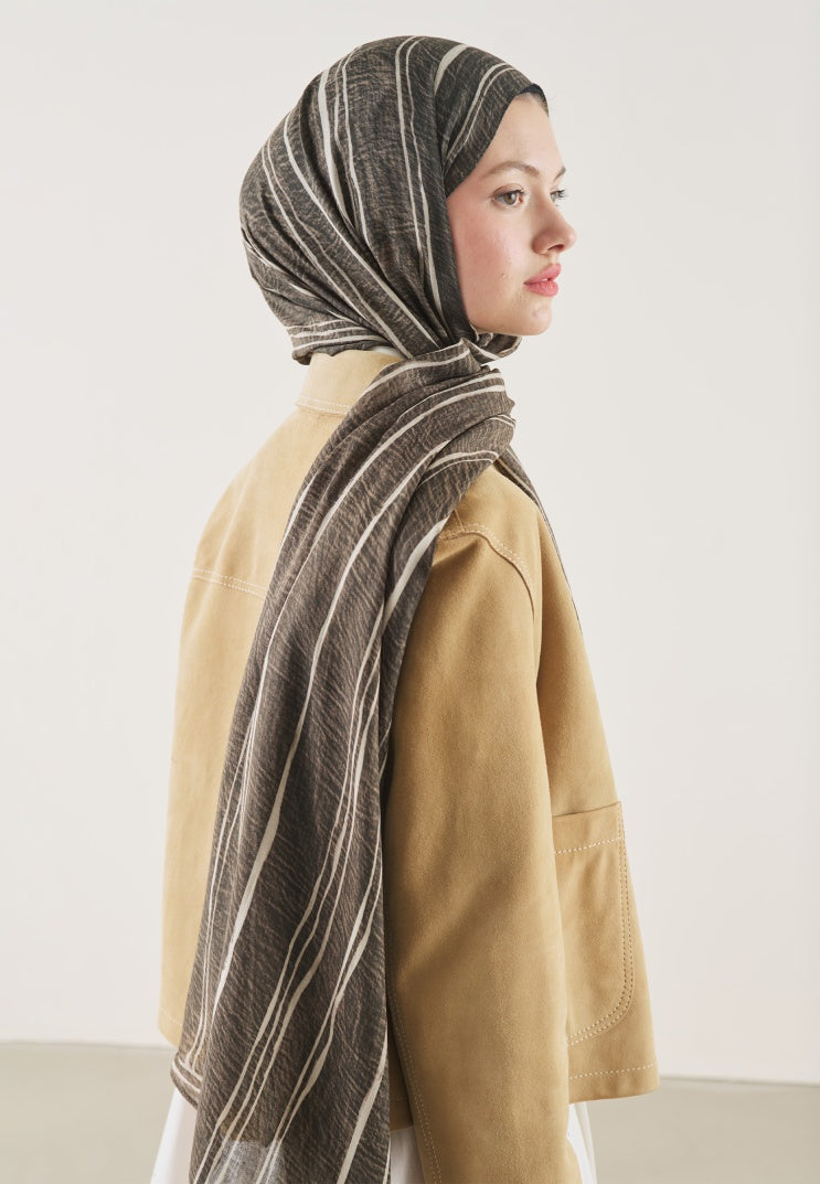 STRIPED PATTERN RAMI HIJAB KHAKI