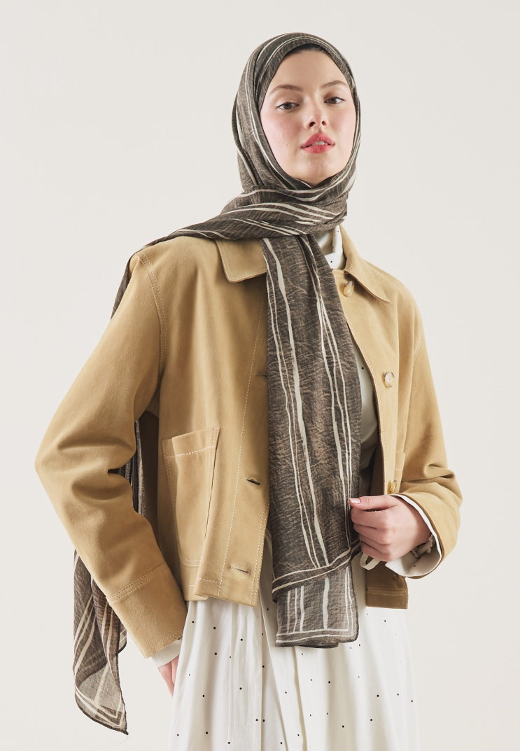 STRIPED PATTERN RAMI HIJAB KHAKI