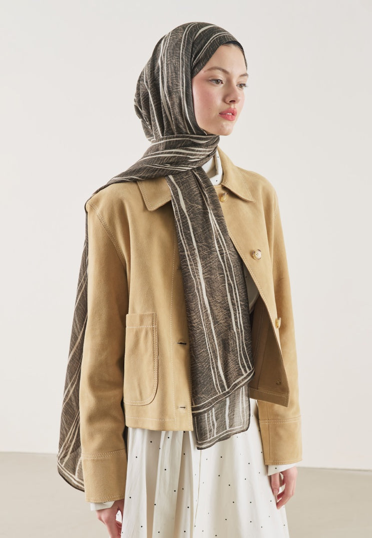 STRIPED PATTERN RAMI HIJAB KHAKI
