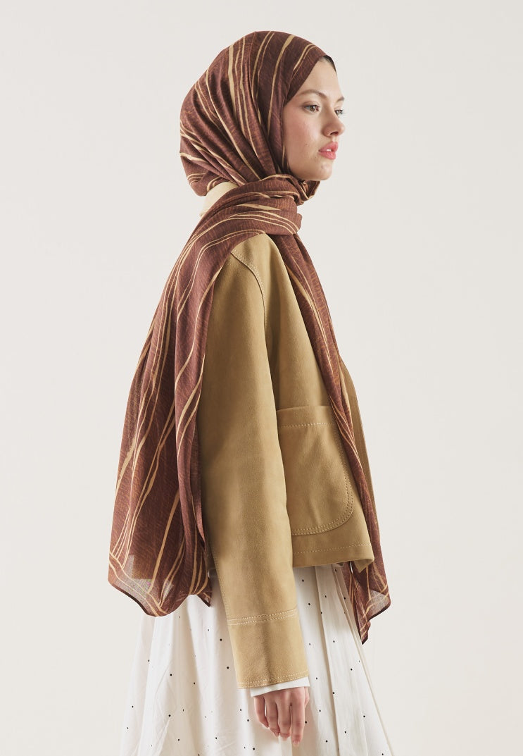 STRIPED PATTERN RAMI HIJAB BRICK