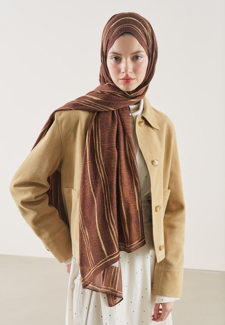 STRIPED PATTERN RAMI HIJAB BRICK