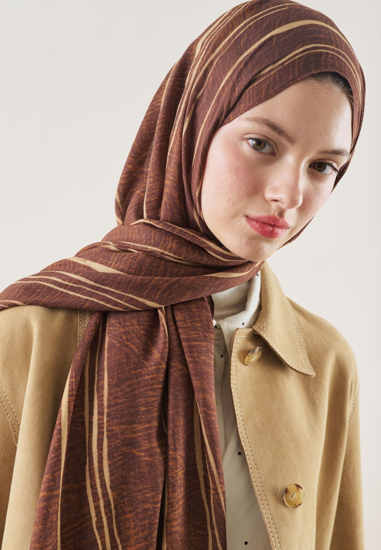 STRIPED PATTERN RAMI HIJAB BRICK