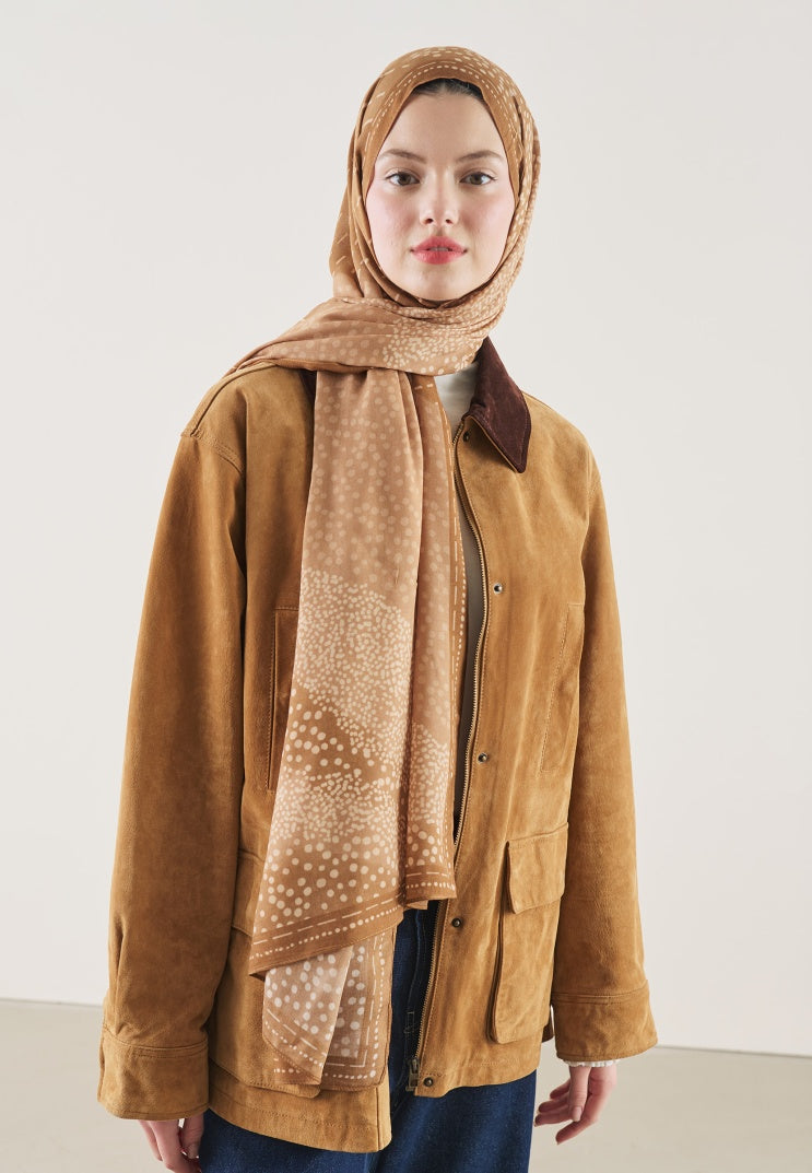 DOT ELEGANCE PATTERN RAMI HIJAB WARM COFFEE
