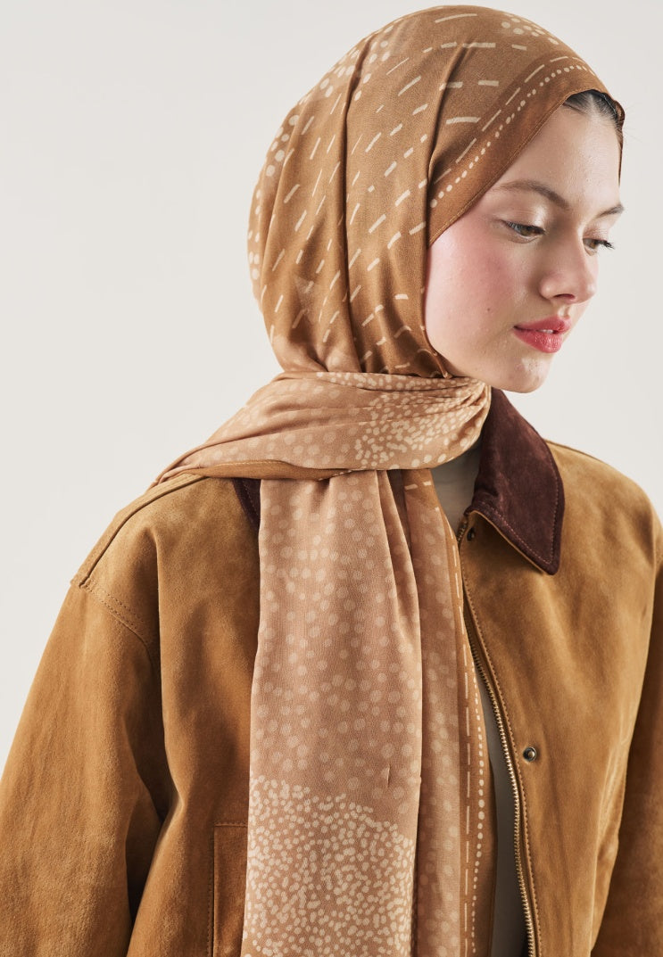 DOT ELEGANCE PATTERN RAMI HIJAB WARM COFFEE