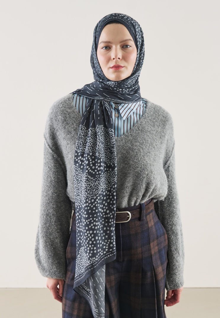 DOT ELEGANCE PATTERN RAMI HIJAB NAVY