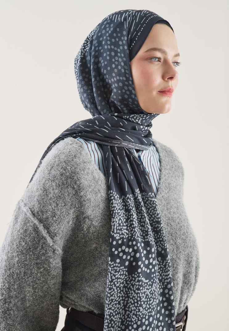 DOT ELEGANCE PATTERN RAMI HIJAB NAVY