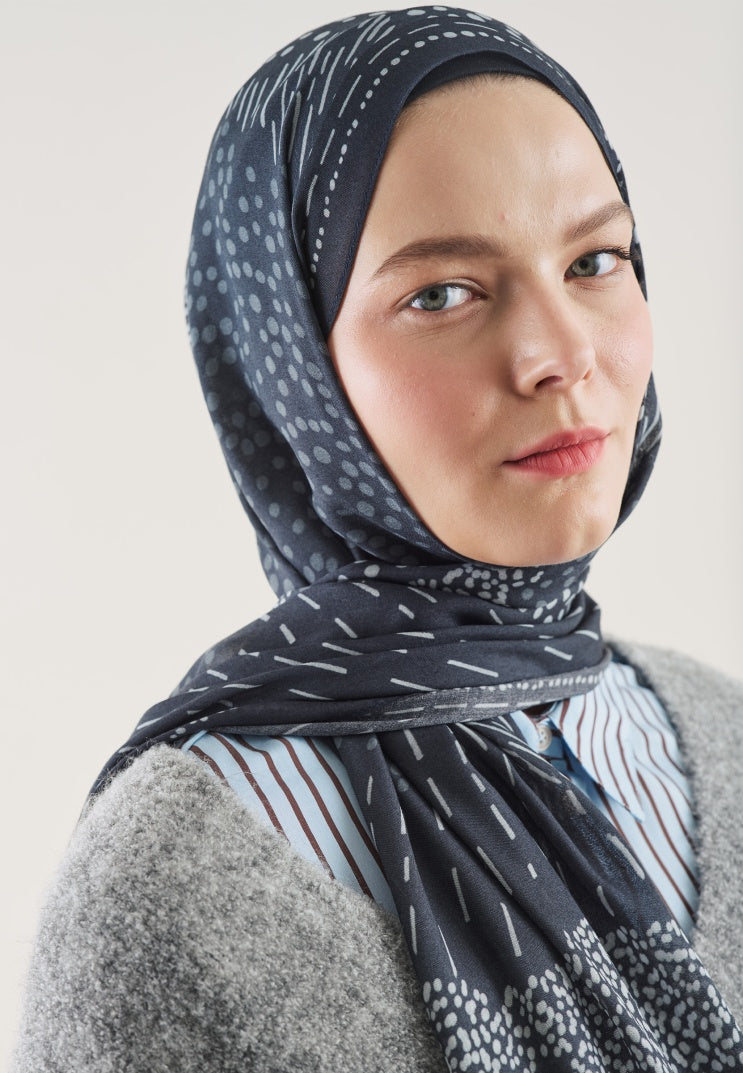 DOT ELEGANCE PATTERN RAMI HIJAB NAVY