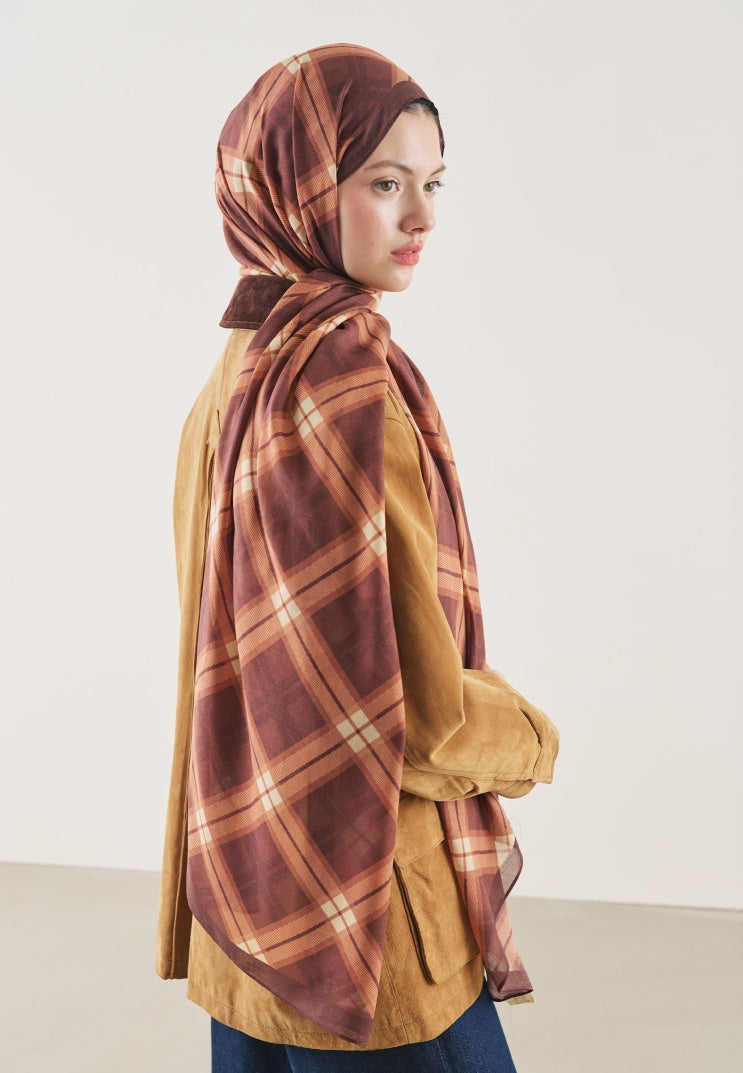 PLAID PATTERN RAMI HIJAB BRICK
