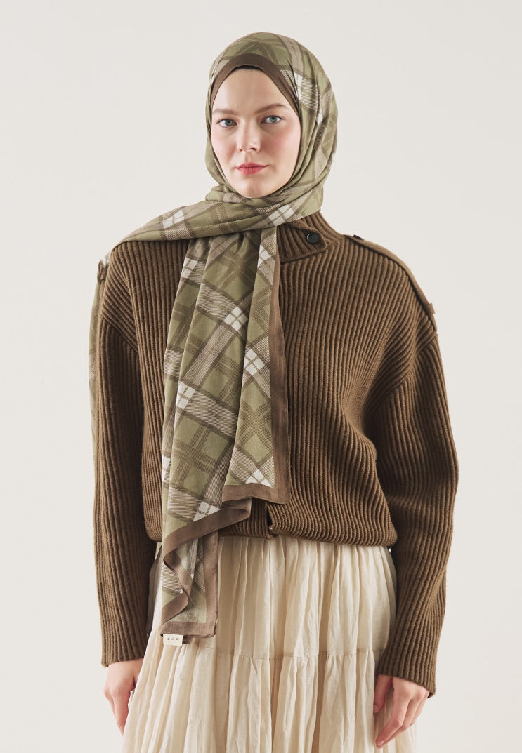 PLAID PATTERN RAMI HIJAB KHAKI
