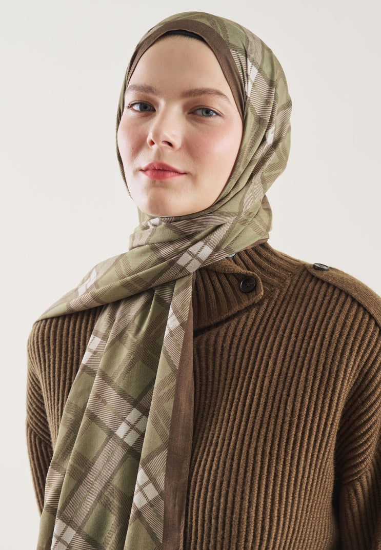 PLAID PATTERN RAMI HIJAB KHAKI