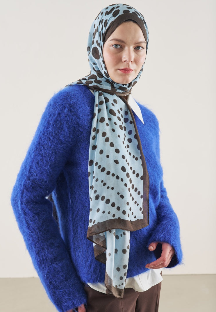 POLKA DOTS PATTERN RAMI HIJAB LIGHT BLUE