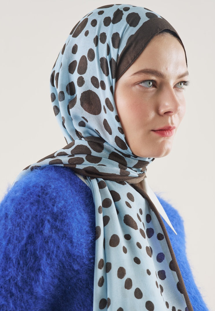 POLKA DOTS PATTERN RAMI HIJAB LIGHT BLUE