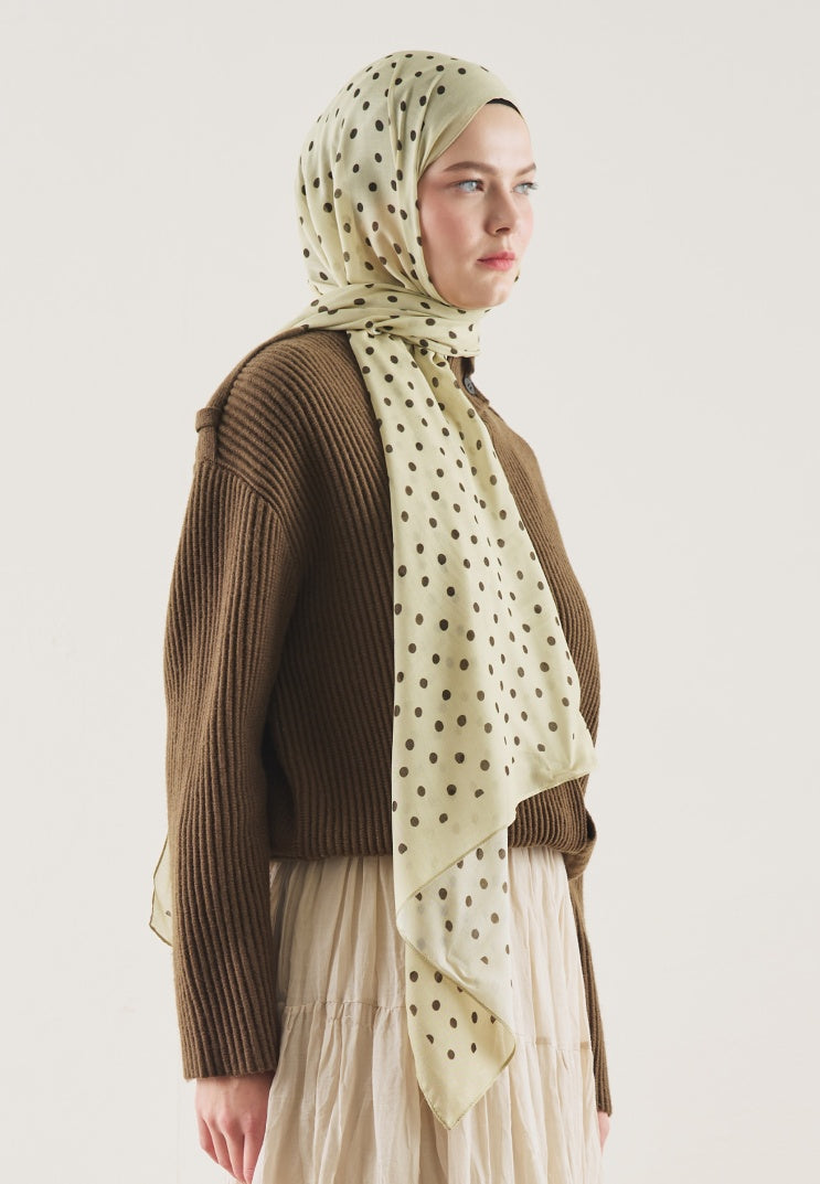 SMALL POLKA DOTS PATTERN RAMI HIJAB PASTEL YELLOW