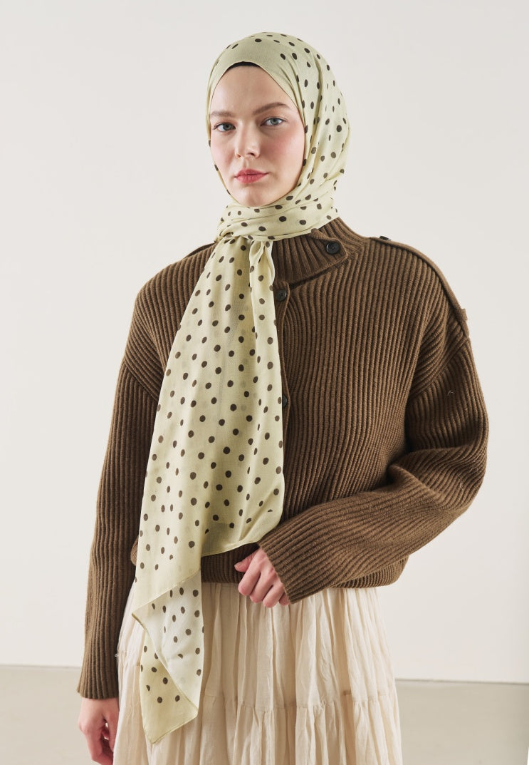 SMALL POLKA DOTS PATTERN RAMI HIJAB PASTEL YELLOW