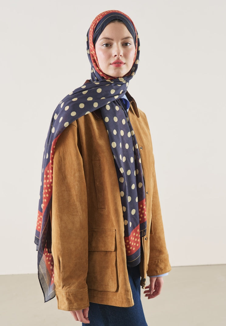 POLKA DOTS PATTERN RAMI HIJAB NAVY