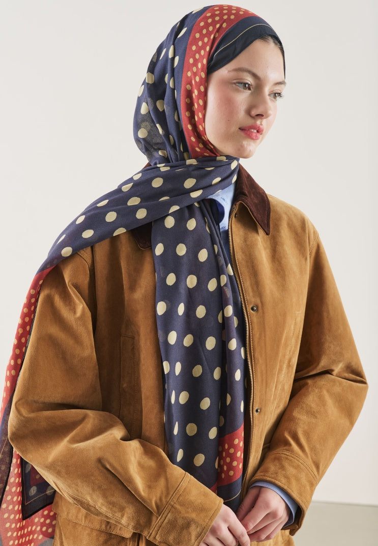 POLKA DOTS PATTERN RAMI HIJAB NAVY