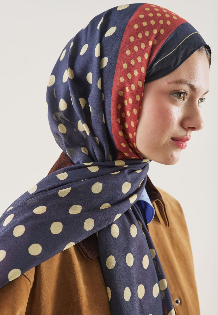 POLKA DOTS PATTERN RAMI HIJAB NAVY