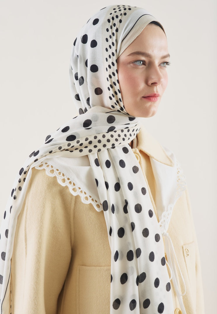 POLKA DOTS PATTERN RAMI HIJAB PEARL