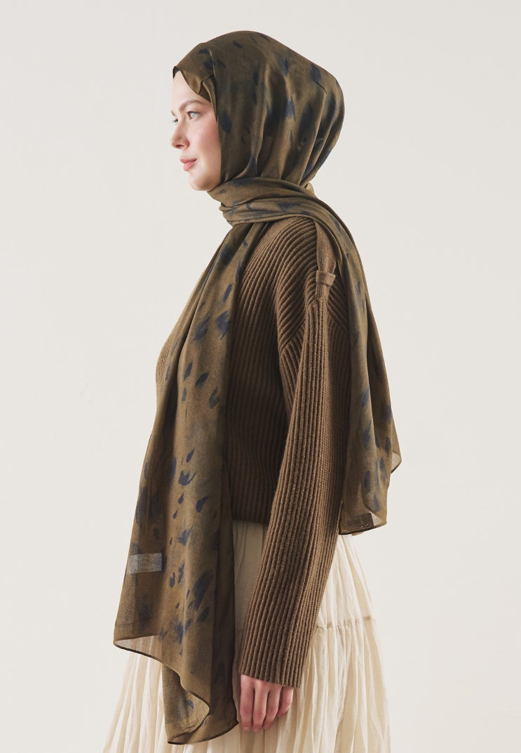 LEOPARD PATTERN RAMI HIJAB BROWN