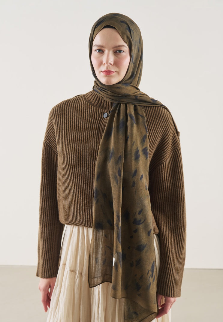 LEOPARD PATTERN RAMI HIJAB BROWN
