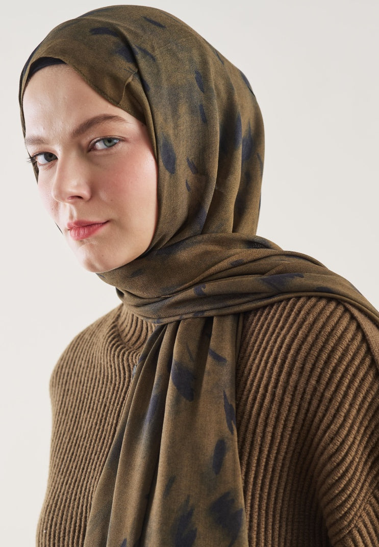 LEOPARD PATTERN RAMI HIJAB BROWN