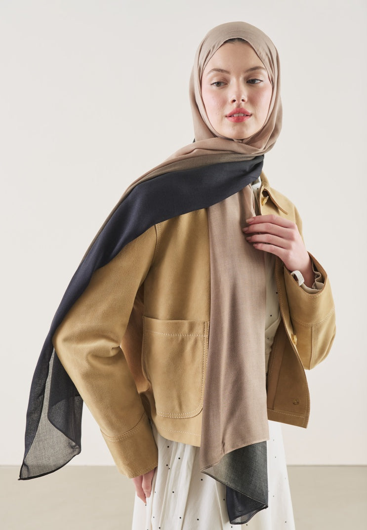 DEGRADE PATTERN RAMI HIJAB MINK BLACK