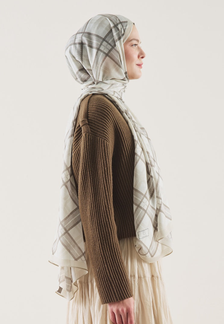 PLAID PATTERN RAMI HIJAB BEIGE