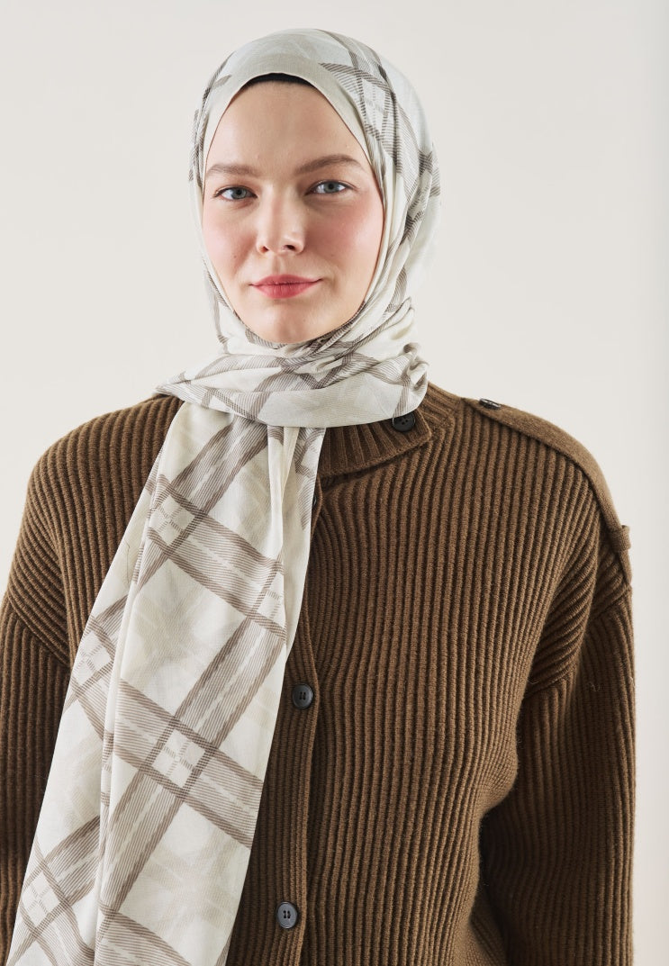 PLAID PATTERN RAMI HIJAB BEIGE