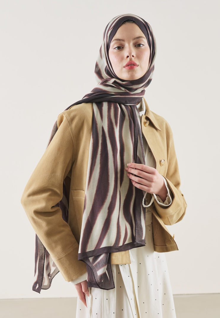 ZEBRA PATTERN RAMI HIJAB BURGUNDY