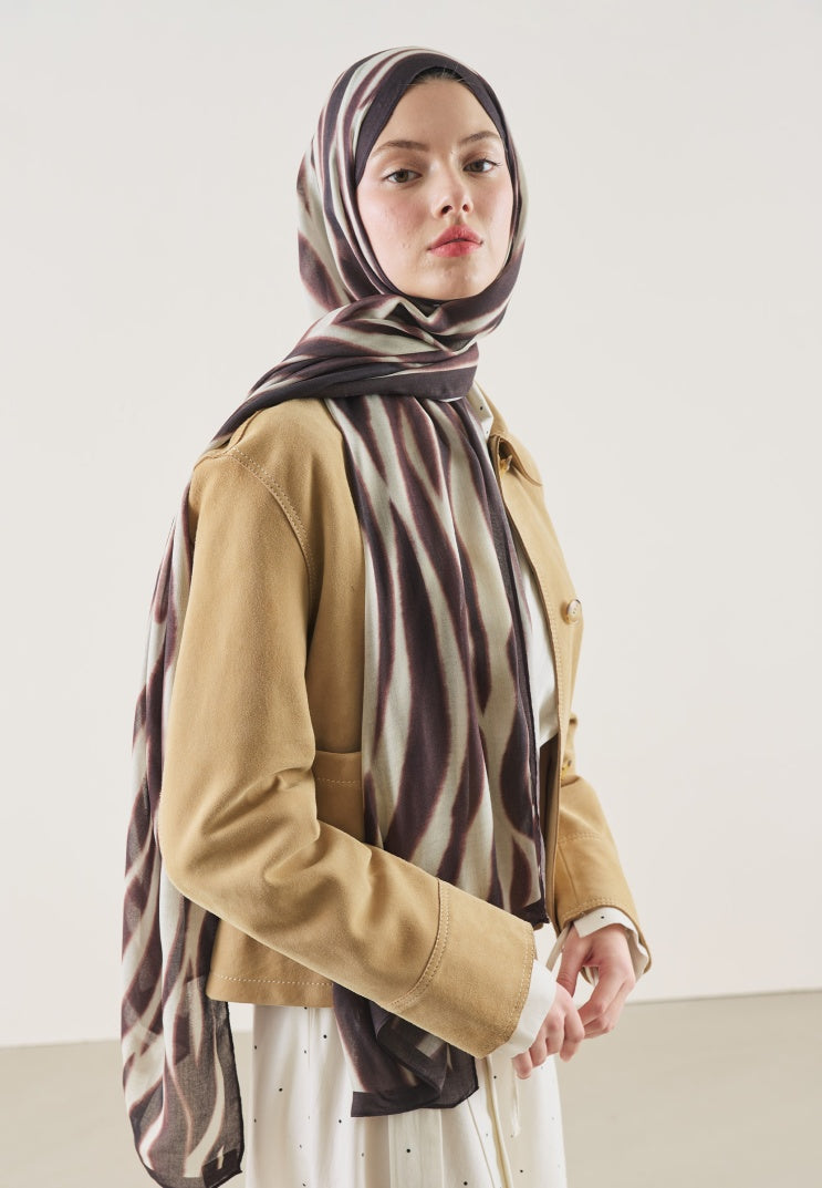 ZEBRA PATTERN RAMI HIJAB BURGUNDY