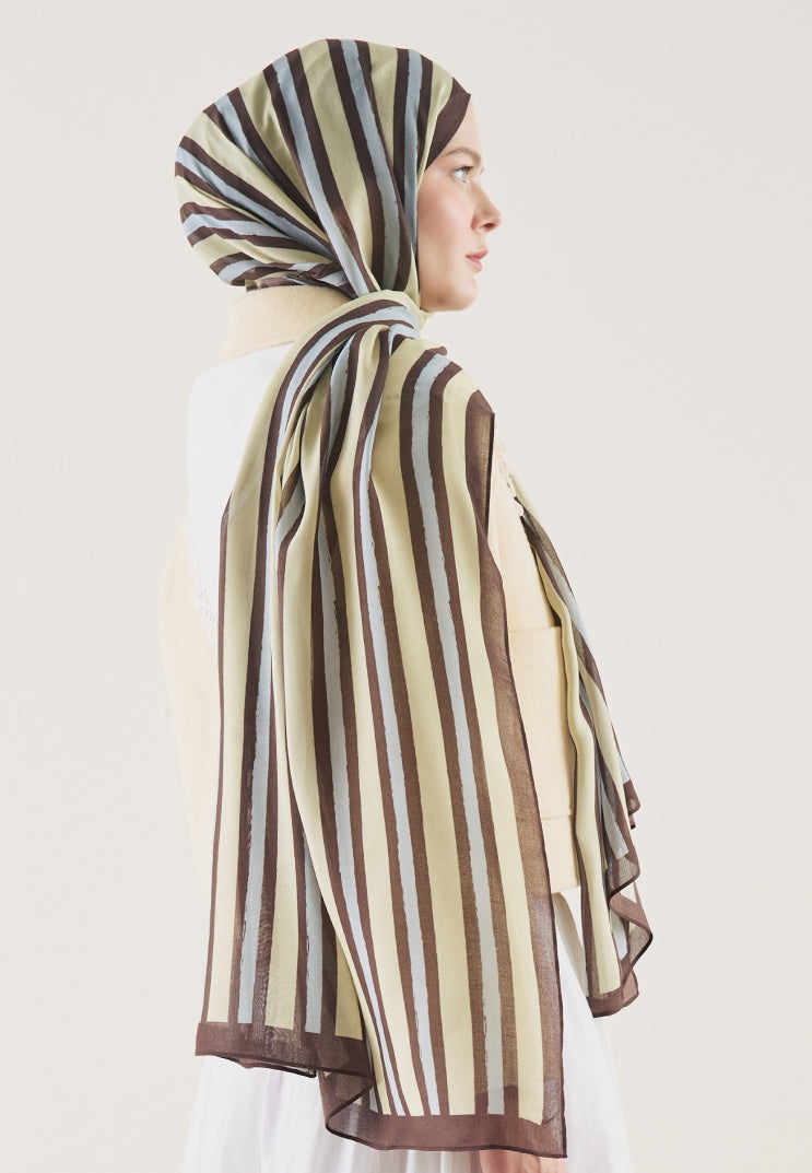 BLOCK STRIPE PATTERN RAMI HIJAB BROWN