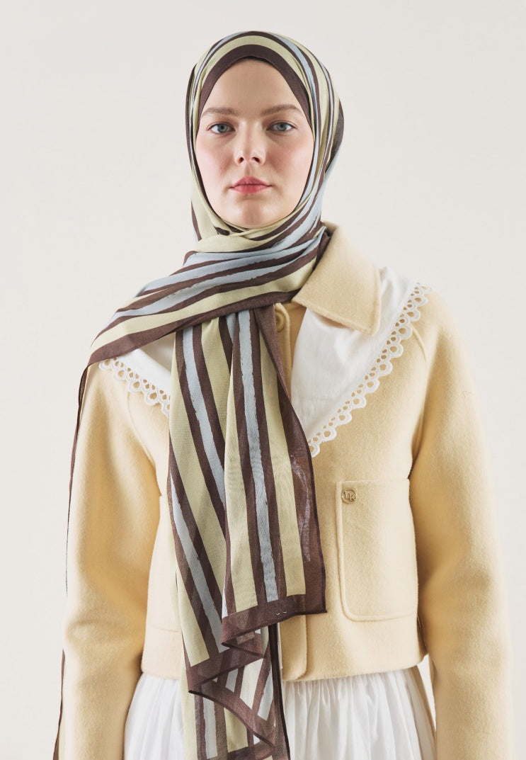 BLOCK STRIPE PATTERN RAMI HIJAB BROWN