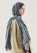 BLOCK STRIPE PATTERN RAMI HIJAB BURGUNDY