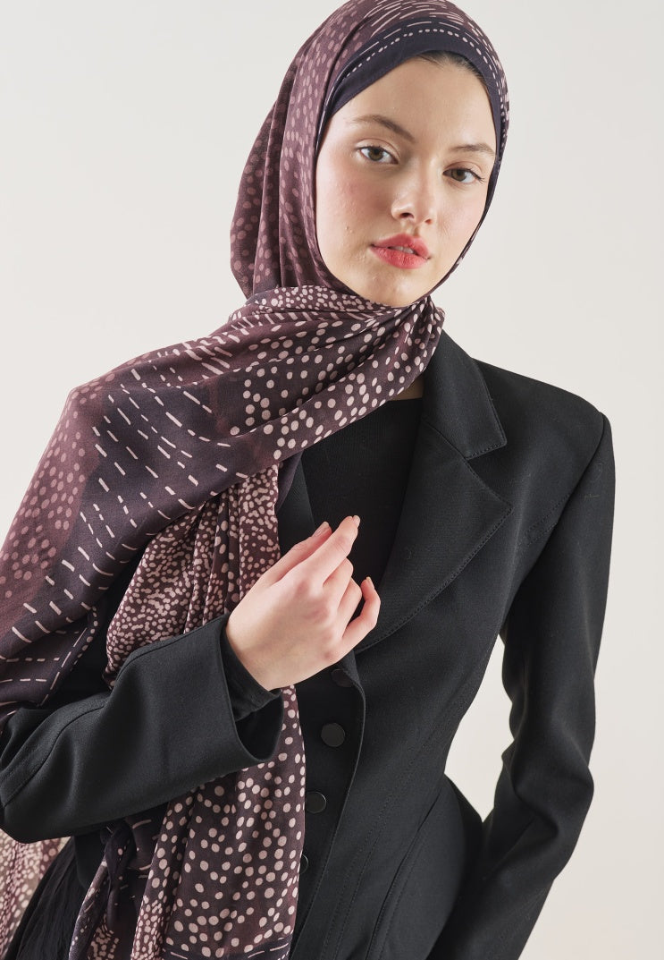 DOT ELEGANCE PATTERN RAMI HIJAB PLUM
