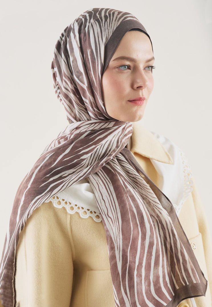 WILD ZEBRA PATTERN RAMI HIJAB DUSTY ROSE