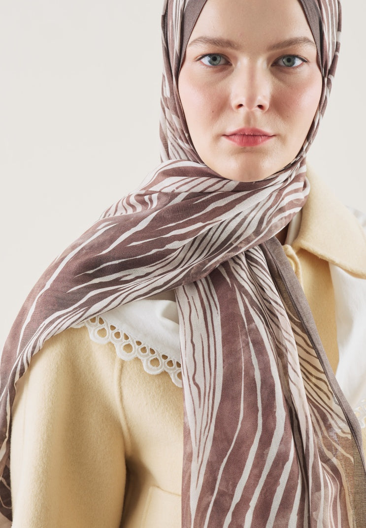 WILD ZEBRA PATTERN RAMI HIJAB DUSTY ROSE