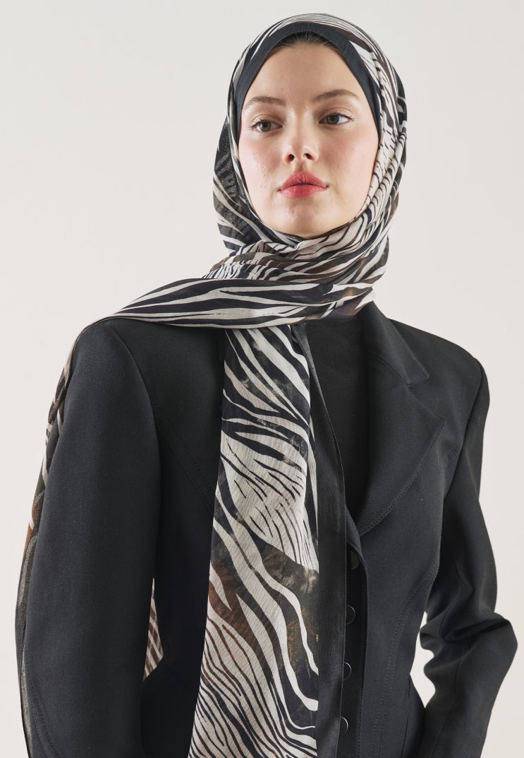 WILD ZEBRA PATTERN RAMI HIJAB BROWN