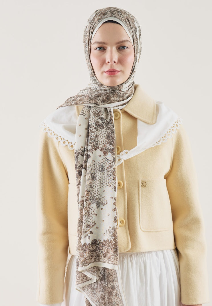 FLORAL LACE PATTERN RAMI HIJAB BEIGE
