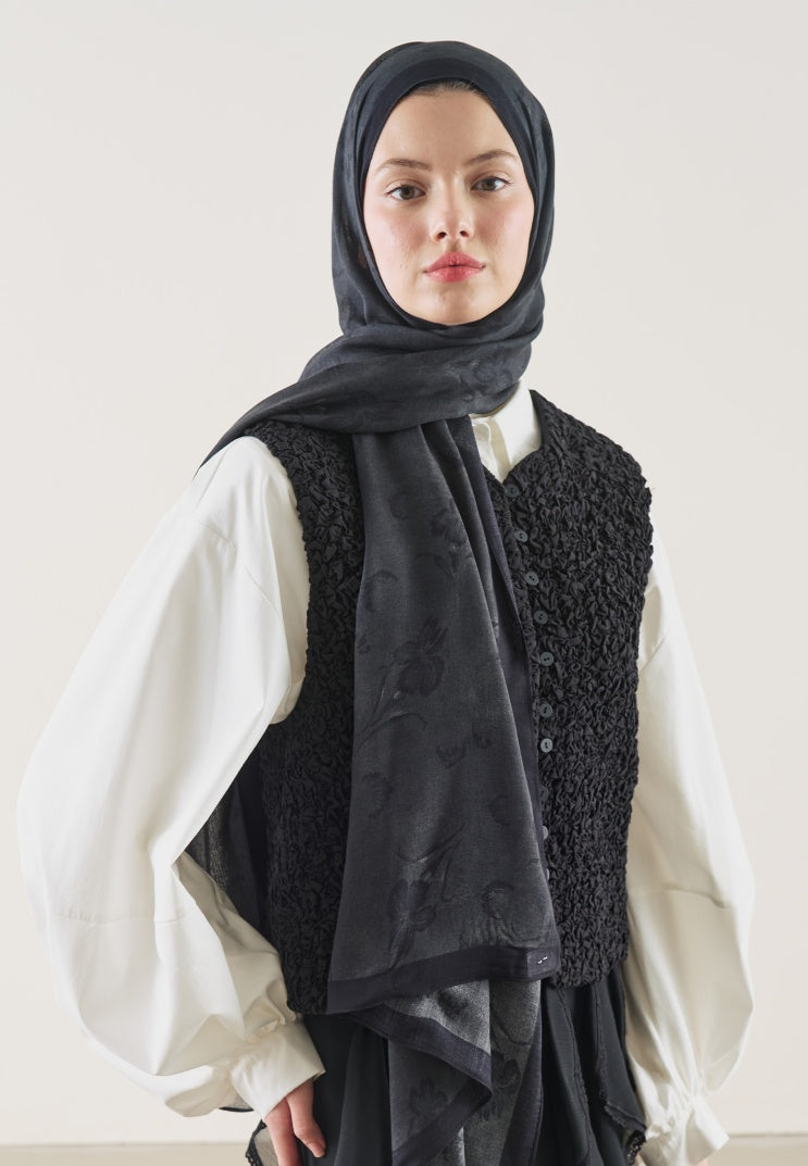 FLOWER SHADOW PATTERN RAMI HIJAB BLACK
