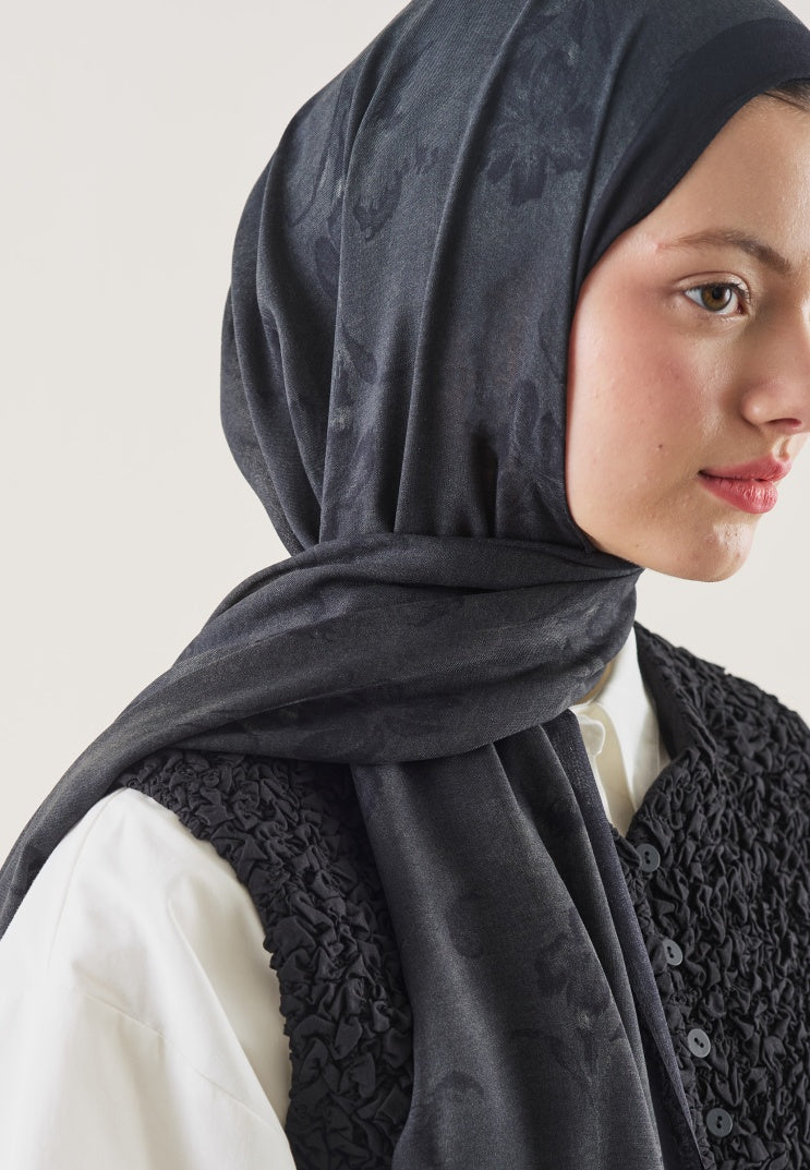 FLOWER SHADOW PATTERN RAMI HIJAB BLACK