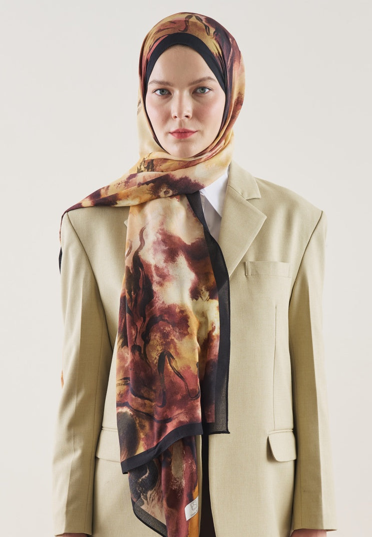 PURE ABSTRACT PATTERN RAMI HIJAB BURGUNDY