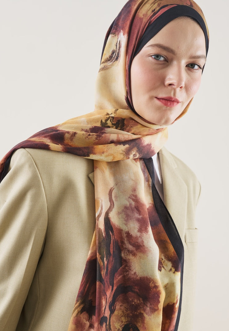 PURE ABSTRACT PATTERN RAMI HIJAB BURGUNDY