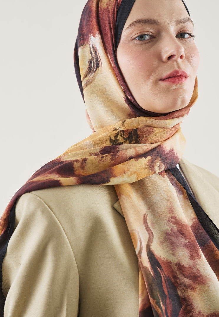 PURE ABSTRACT PATTERN RAMI HIJAB BURGUNDY