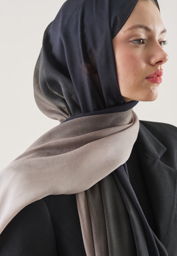 DEGRADE PATTERN RAMI HIJAB BLACK GRAY