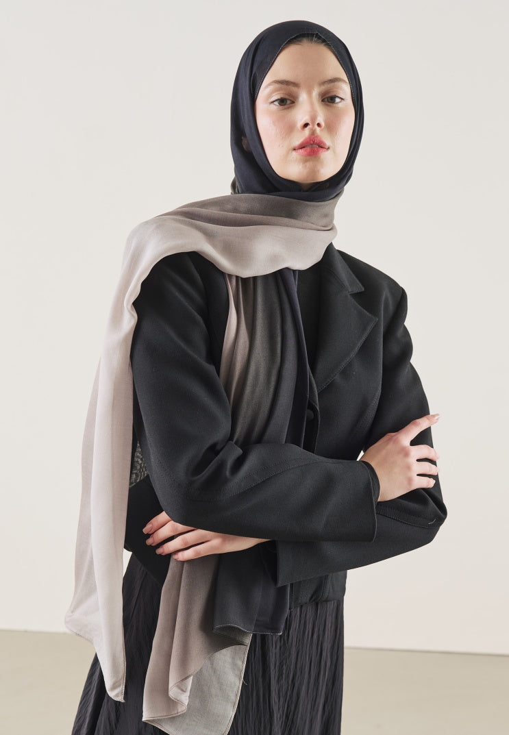 DEGRADE PATTERN RAMI HIJAB BLACK GRAY